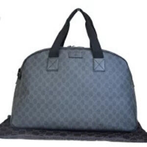 Gucci Boston Bag Shoulder Handbag Travel GG Black Leather